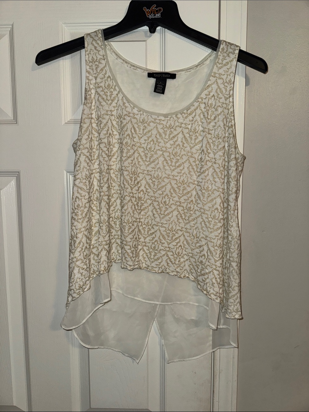 White House Black Market Ivory & Gold Layered Sleeveless Top